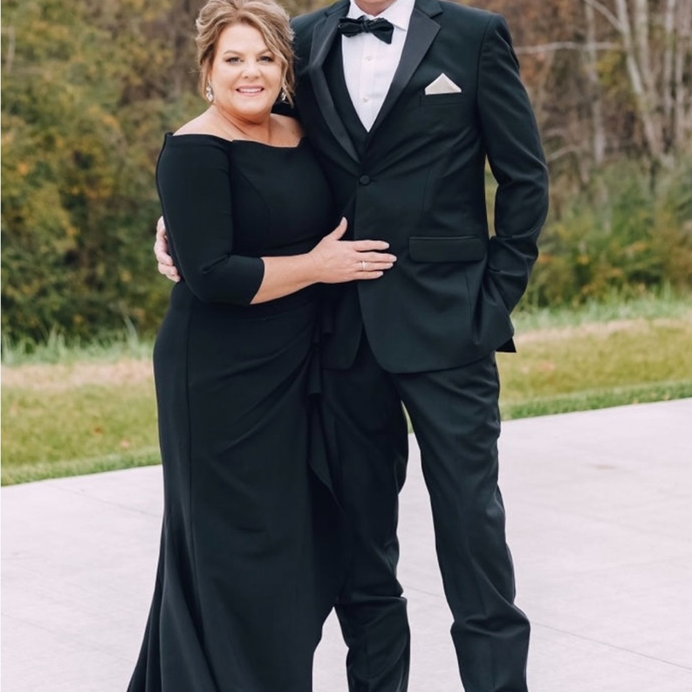 Jovani Black Off-Shoulder Ruffle Gown - Picture 3 of 3
